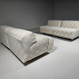 Modular canapé Fiandra in cream check fabric by Vico Magistretti for Cassina