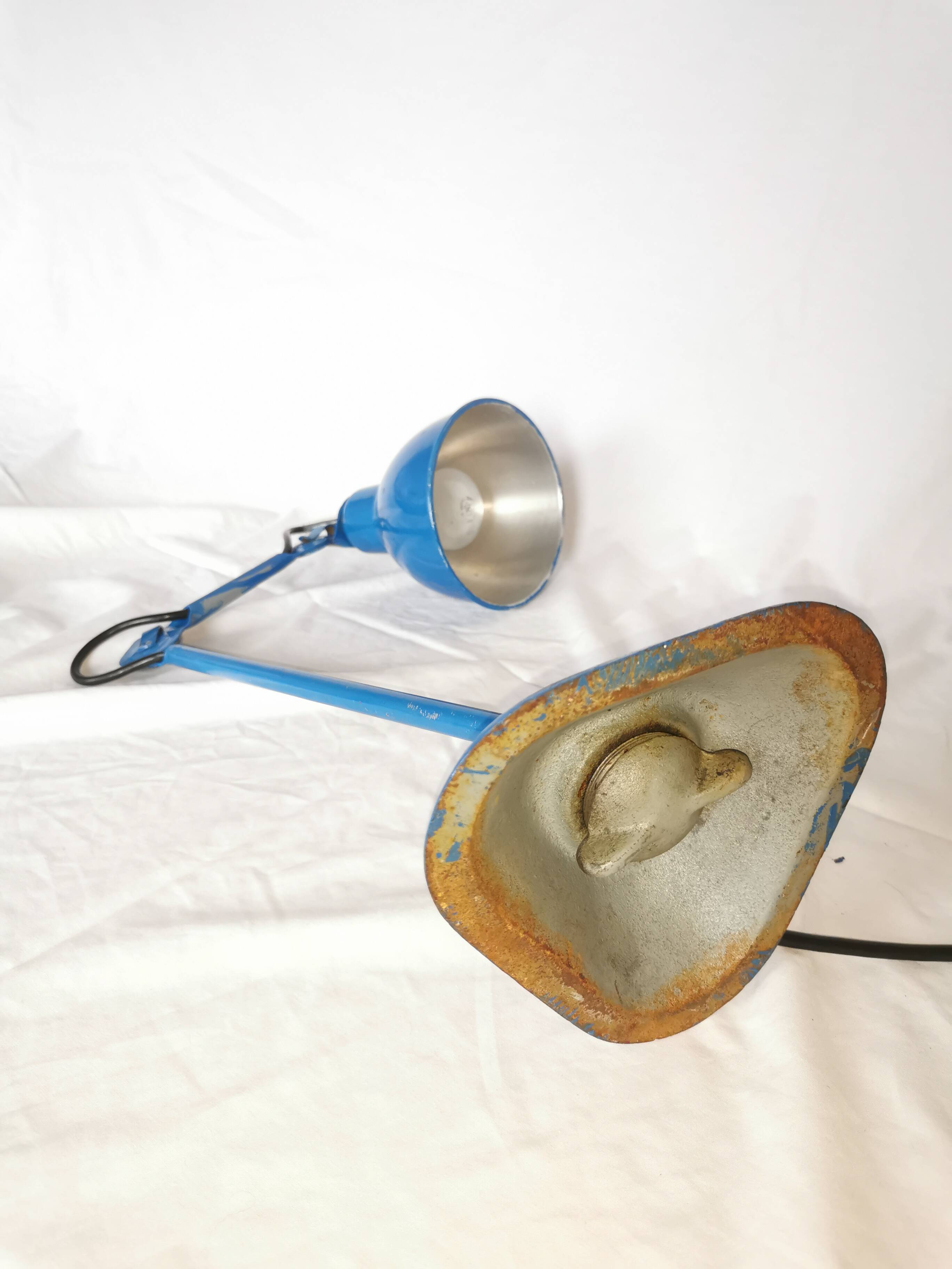 RAVEL articulated lamp, model 205 blue, Bernard Albin Gras, Clamart, France, 1932