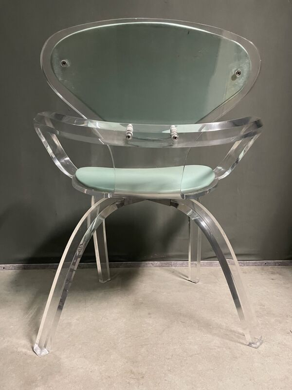Fauteuil en acrylique épais des années 1980, très rare