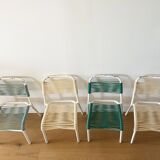 Set of 4 vintage 1960s Scoubidou children's chairs