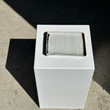 Trio of small rectangular serving dishes white and black Indonesian ceramic 21x16
