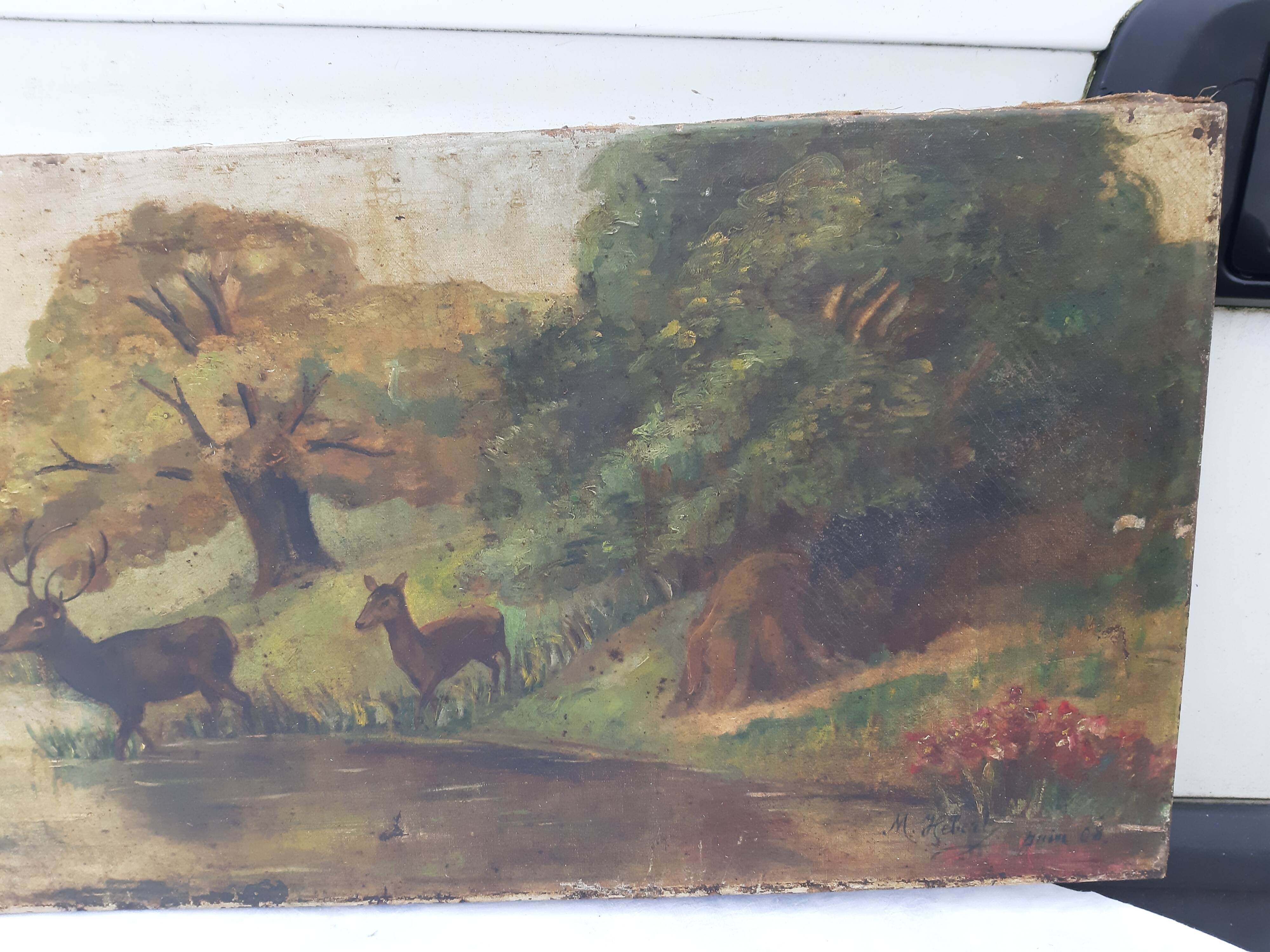 Huile sur toile signé m.Hebert 1908