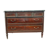 Commode style Lois XVI in mahogany Top of veined gray marble XIX century
