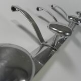 Aluminum vintage wall coat rack with 5 hooks, 1950s