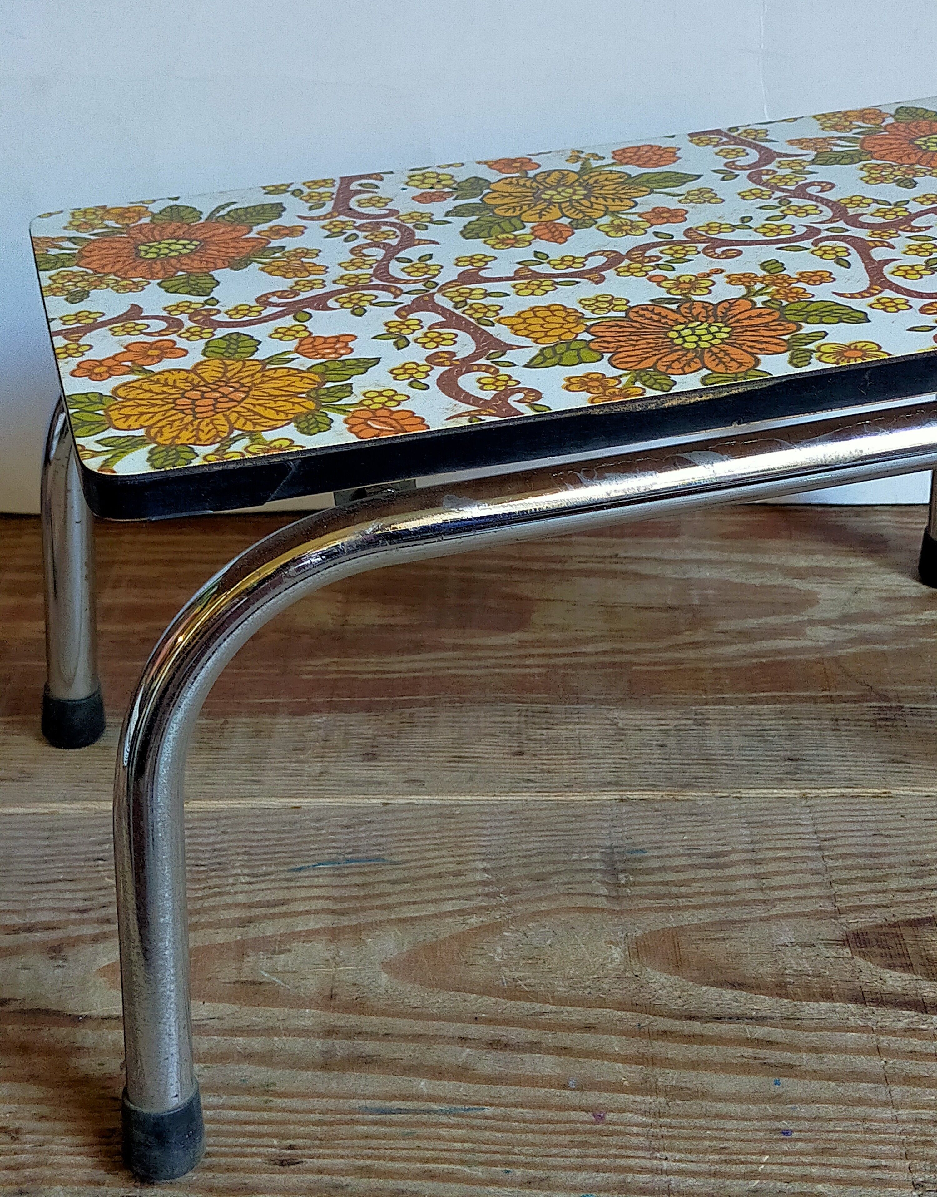 Vintage floral formica footrest stool