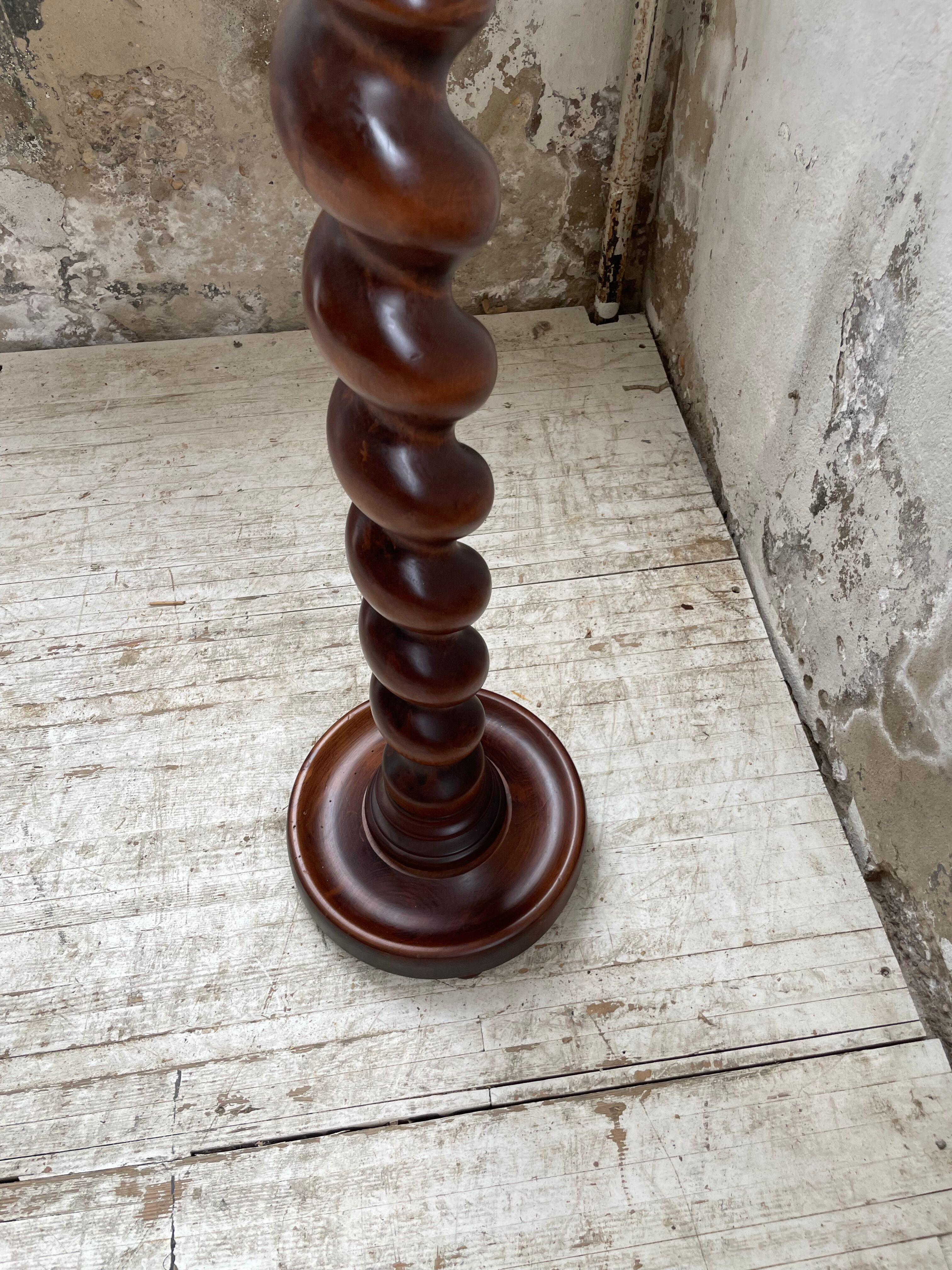 Side table walnut base turned wood