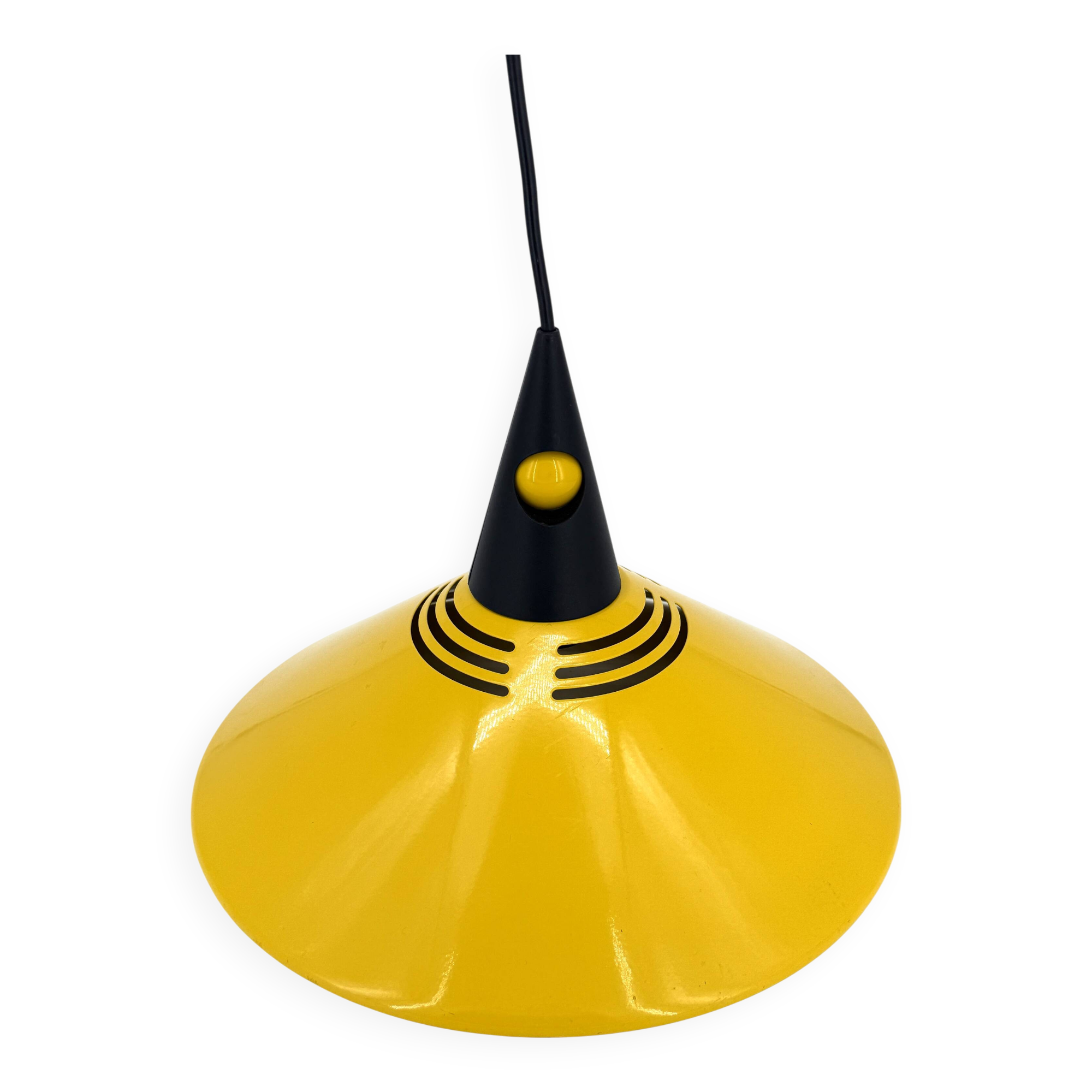 Vintage yellow and black lacquered metal pendant light