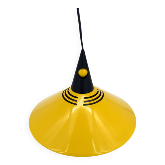Vintage yellow and black lacquered metal pendant light