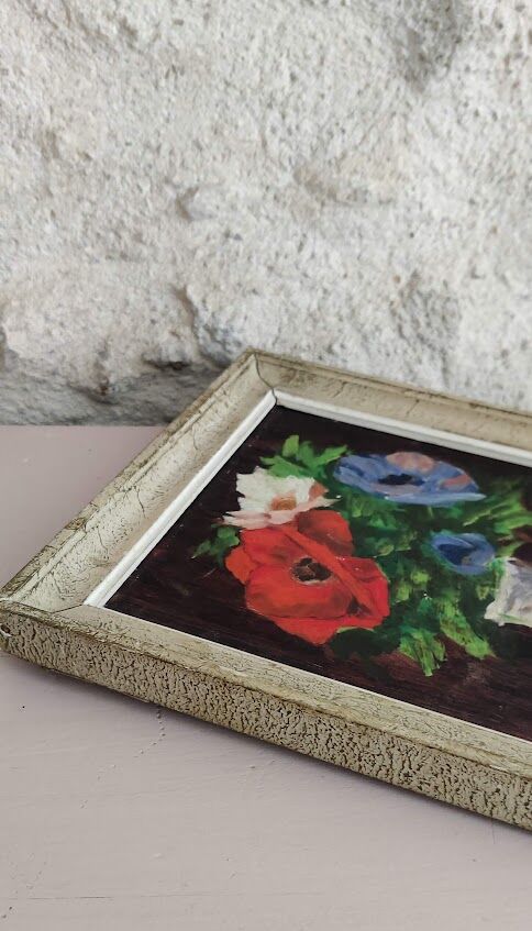 Anemone painting on wood