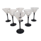 6 cocktail glasses / black stem martini glasses