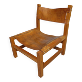 Elm and leather armchair Maison Regain