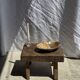 Small stool, rectangular accent stool in solid teak wabi-sabi H26
