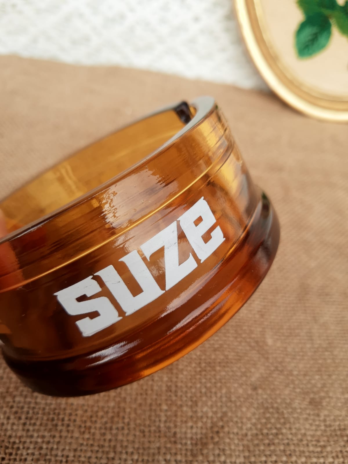 Advertising ashtray Suze vintage amber glass