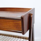 Bedside Table Made In Teak With Drawer & Wicker Shelf By Søren Rasmussen From 1960s