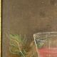 Oil panel monogram eg to identify still life fruits glass wine