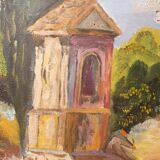 Regionalism Provence Painting Oil on canvas Oratory Sheep dated and signed