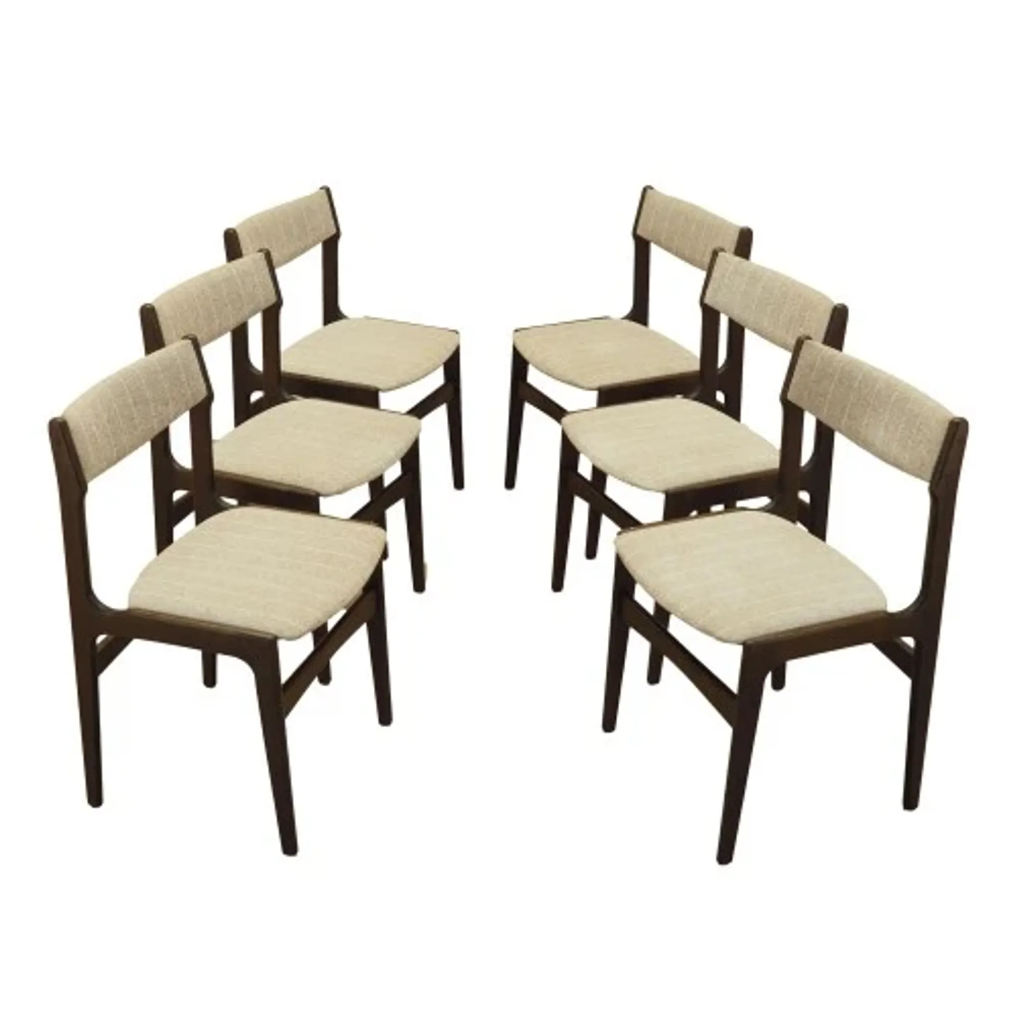 Set of six Danish dining chairs in oak veneer with original upholstery, 1960s