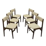 Set of six Danish dining chairs in oak veneer with original upholstery, 1960s