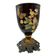 Vase en barbotine à décor de fleurs et papillons – Fin XIXe siècle – Monture
