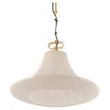 Large suspended brass luminaire from Limburg with opaline glass, Germany, 1970s.