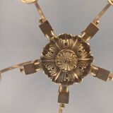 Art deco bronze chandelier with 5 tulips.