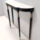 Vintage black lacquered beech console with a portuguese pink marble top, italy