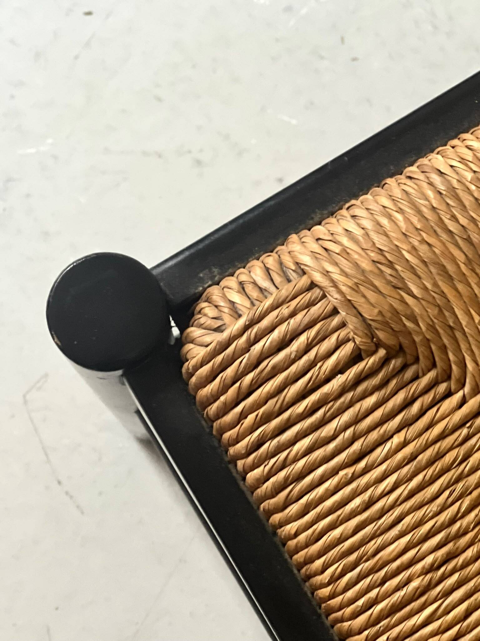 Modernist chair in wood and rope, France 1950