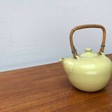 Mid-century ceramic teapot with bamboo handle, 1960s.