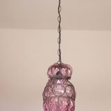 Plum colour Venetian Lantern, Seguso Murano Glass, Italy, 1950s