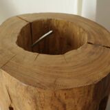 Vintage Openwork Brutalist Wooden Lamp