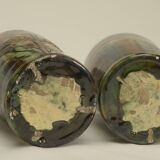 Pair of barbotine vases from the early 20th century stamped BELGIUM 158