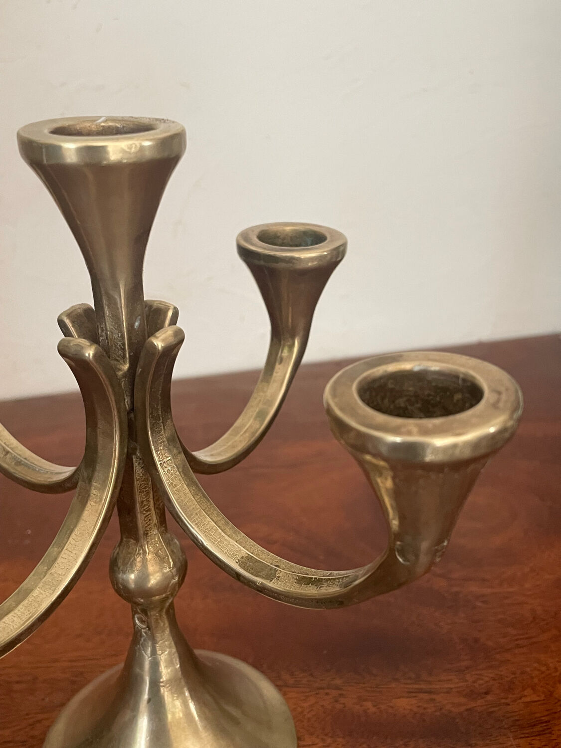 Brutalist solid brass candlestick