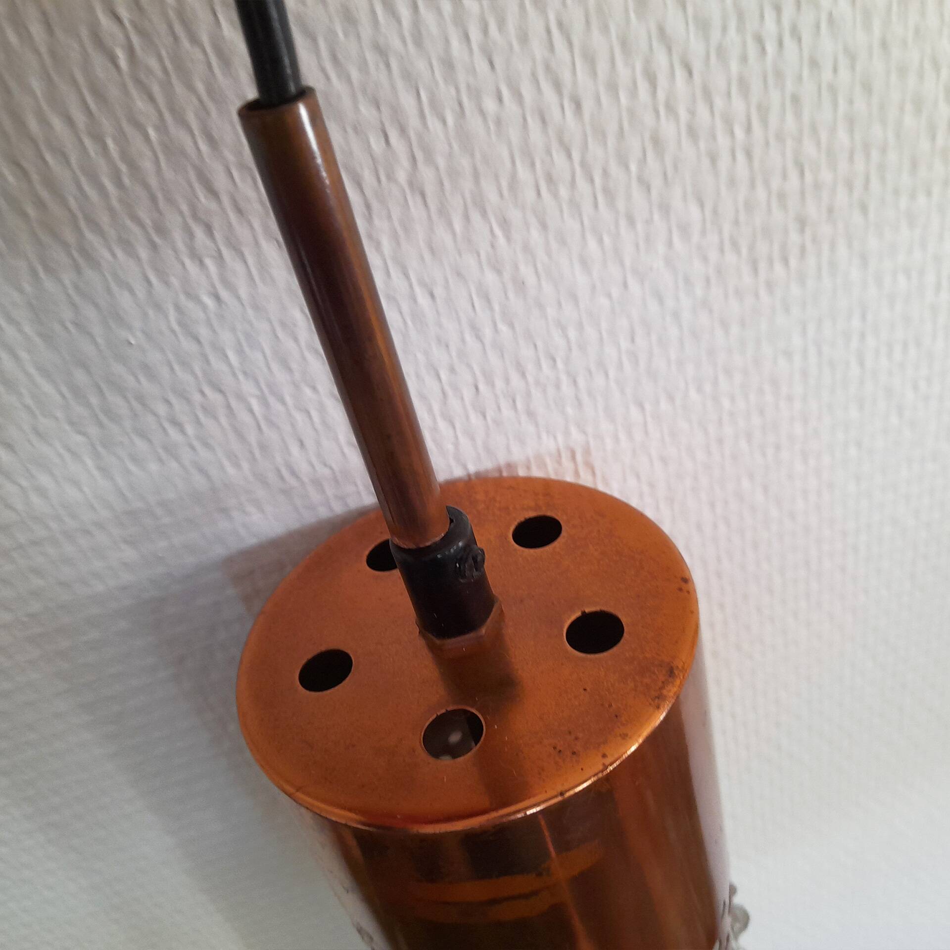 Copper and bubble glass pendant light by veb narva leuchten, germany, year