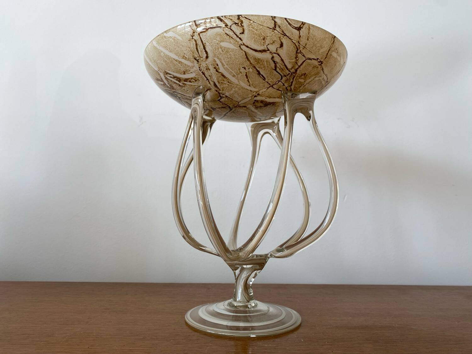 Antique medusa cup josefina krosno multi-layer blown glass vintage