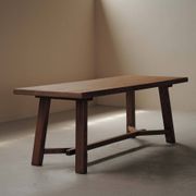 Grande table artisanale en chêne, France, vers 1970