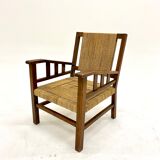Francis Jourdain armchair in oak and rope 1930