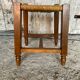 Old Trapezoid Stool Wood + Woven Straw Seat #D823