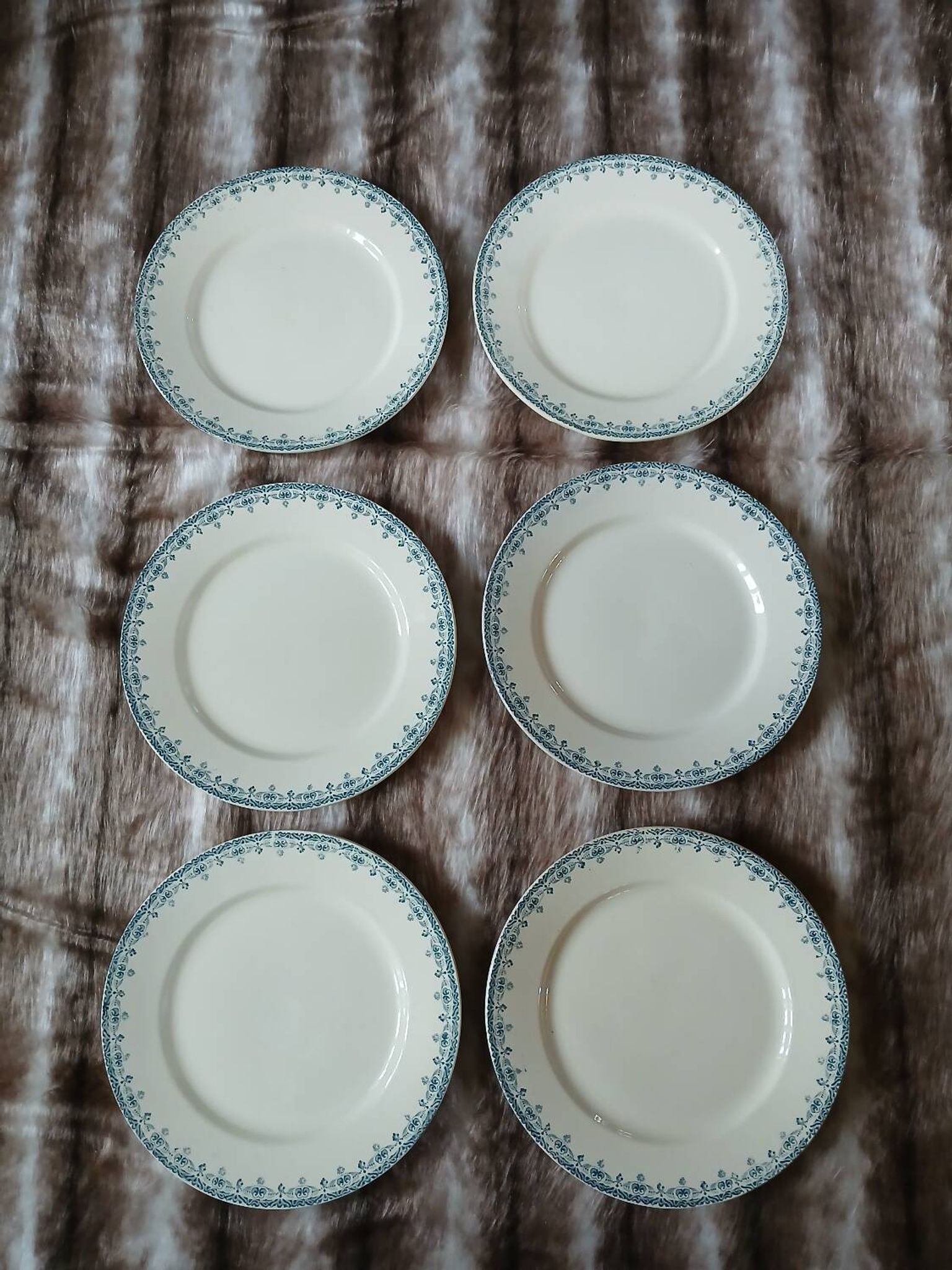 6 assiettes plates anciennes en Terre de fer Hb& Cie