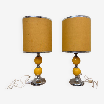Pair of vintage chevron table lamps 1970