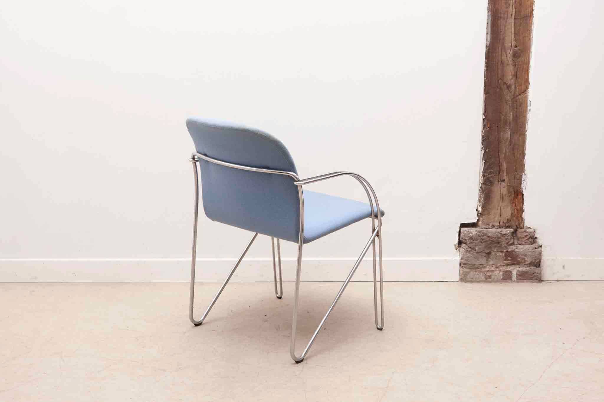 Blue and chrome 'Neon Light' armchair by Alfred Homann