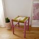 Wooden stool. Vintage stool. woven stool