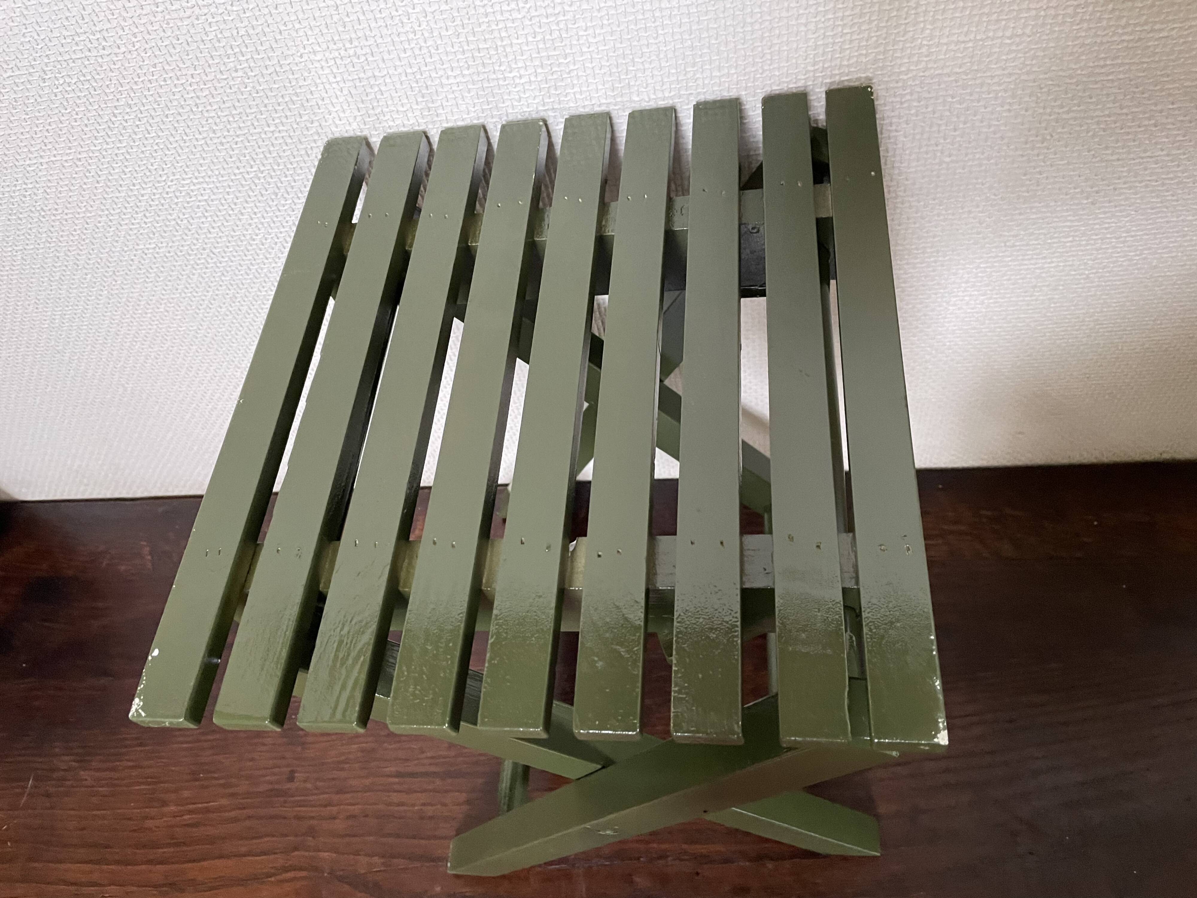 Vintage slatted fishing stool