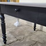 Antique patinated bistro farmhouse table, one drawer