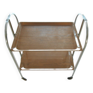 folding metal and wood serving trolley