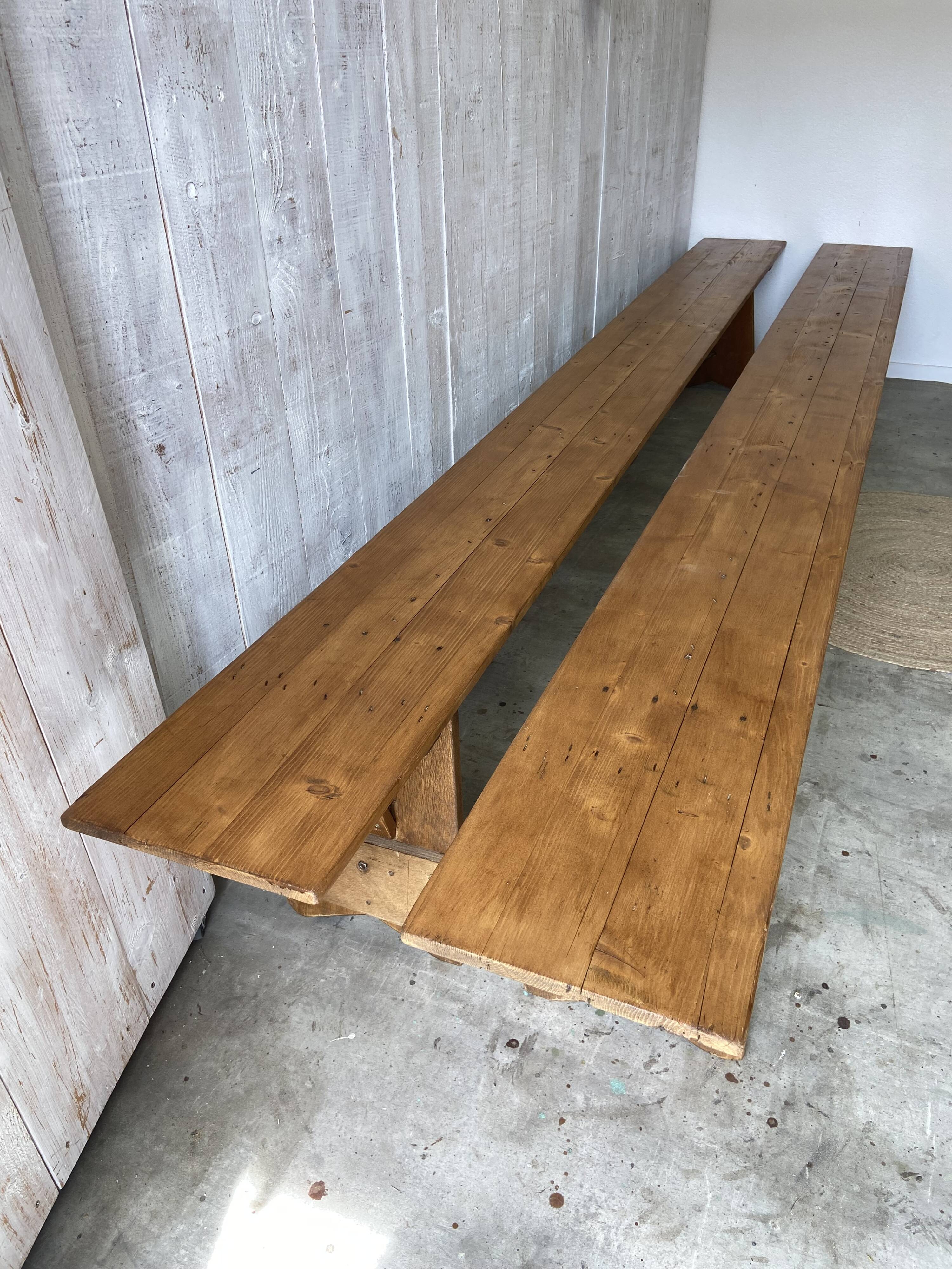 Pair of antique farm benches