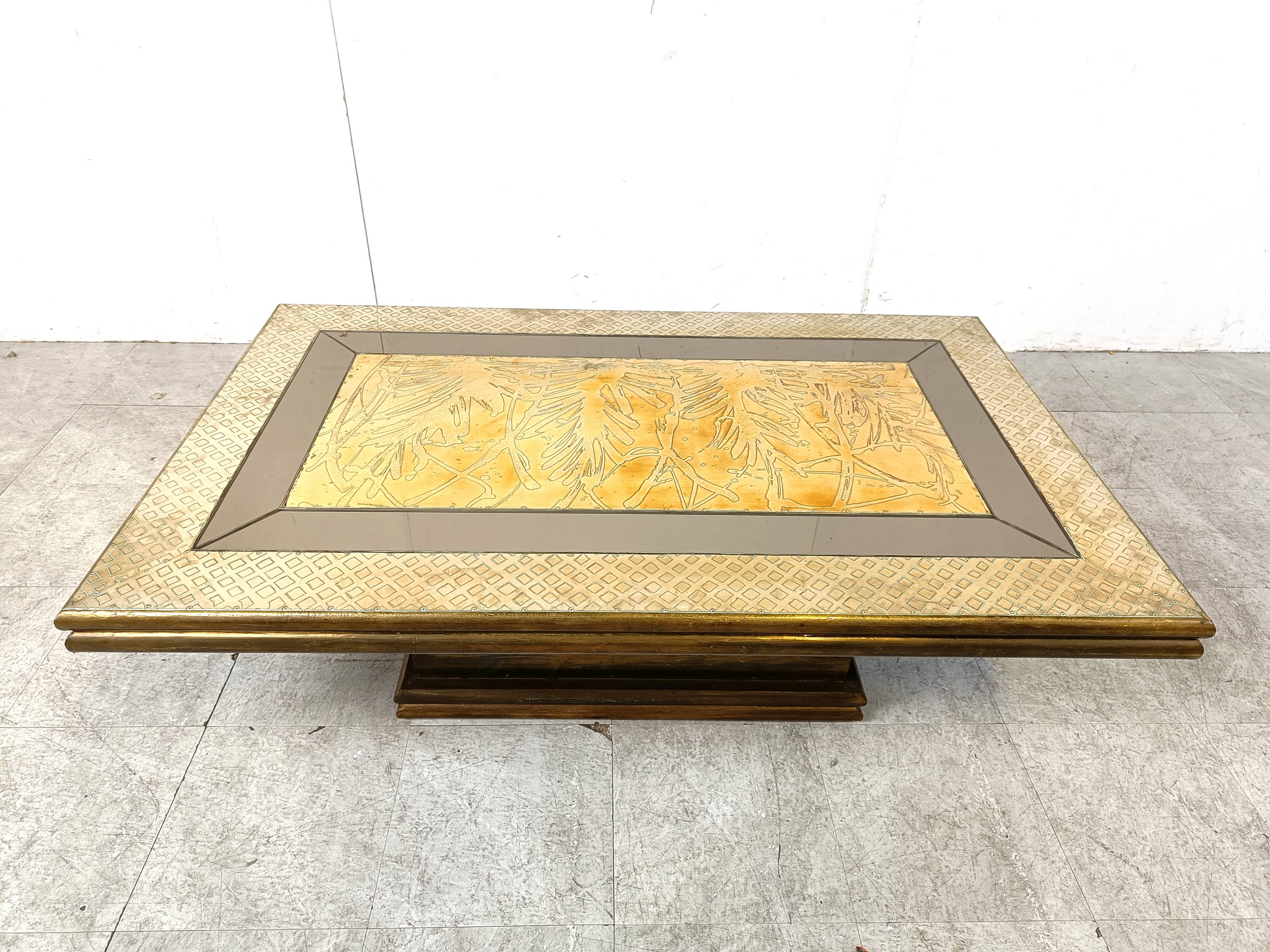 Table basse vintage en laiton par Rodolfo Dubarry, 1970
