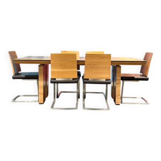 Ensemble exclusif de table à manger comprenant 6 chaises cantilever