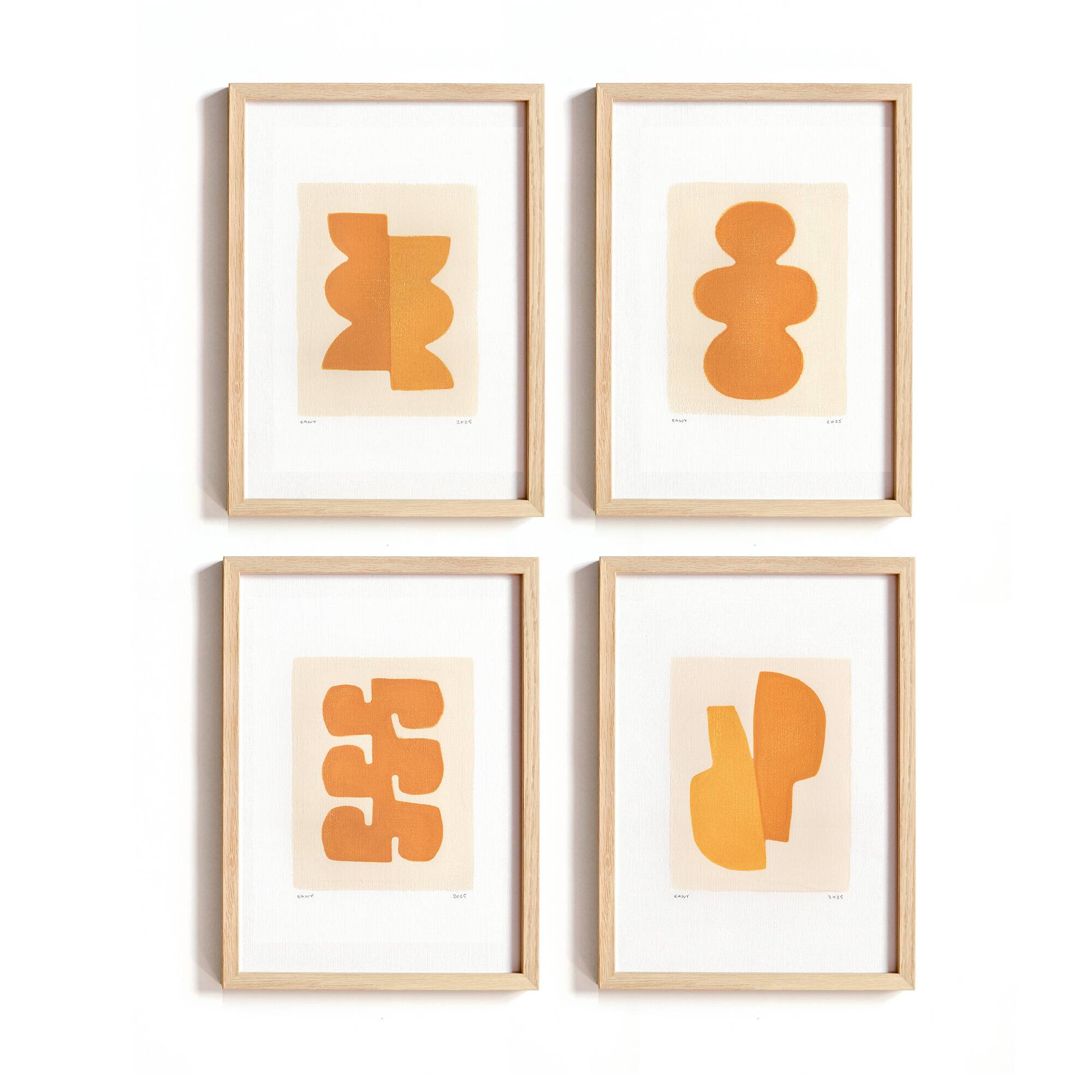 4 illustrations abstraites - tableaux et peintures signées Eawy