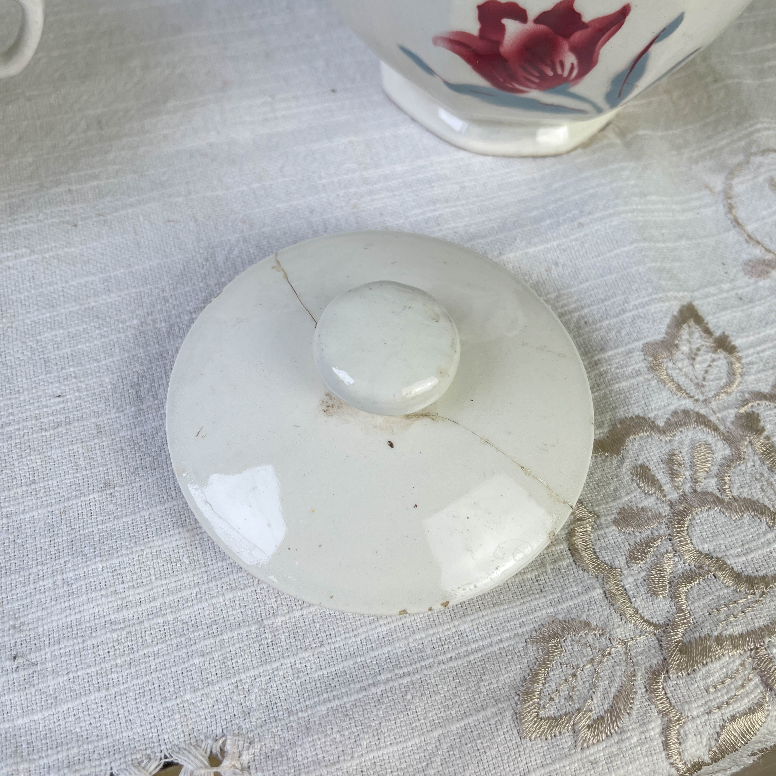 Vintage tea set in Sarreguemines flowered earthenware, "Troyes" model