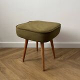 Vintage Velvet Footstool in Green